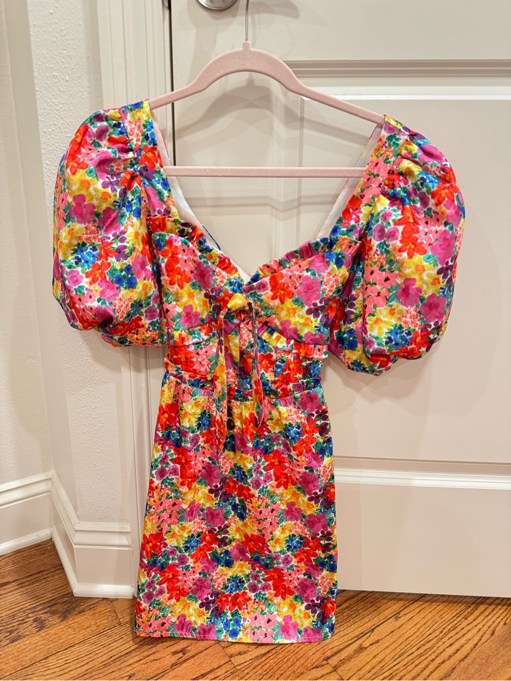 For Love & Lemons Floral Puff Sleeve Mini Dress Size XS